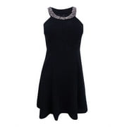 Women's Beaded Glittered Halter Dress (12P, Black)